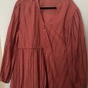 Chic Long Sleeve Lace Dress in Rust